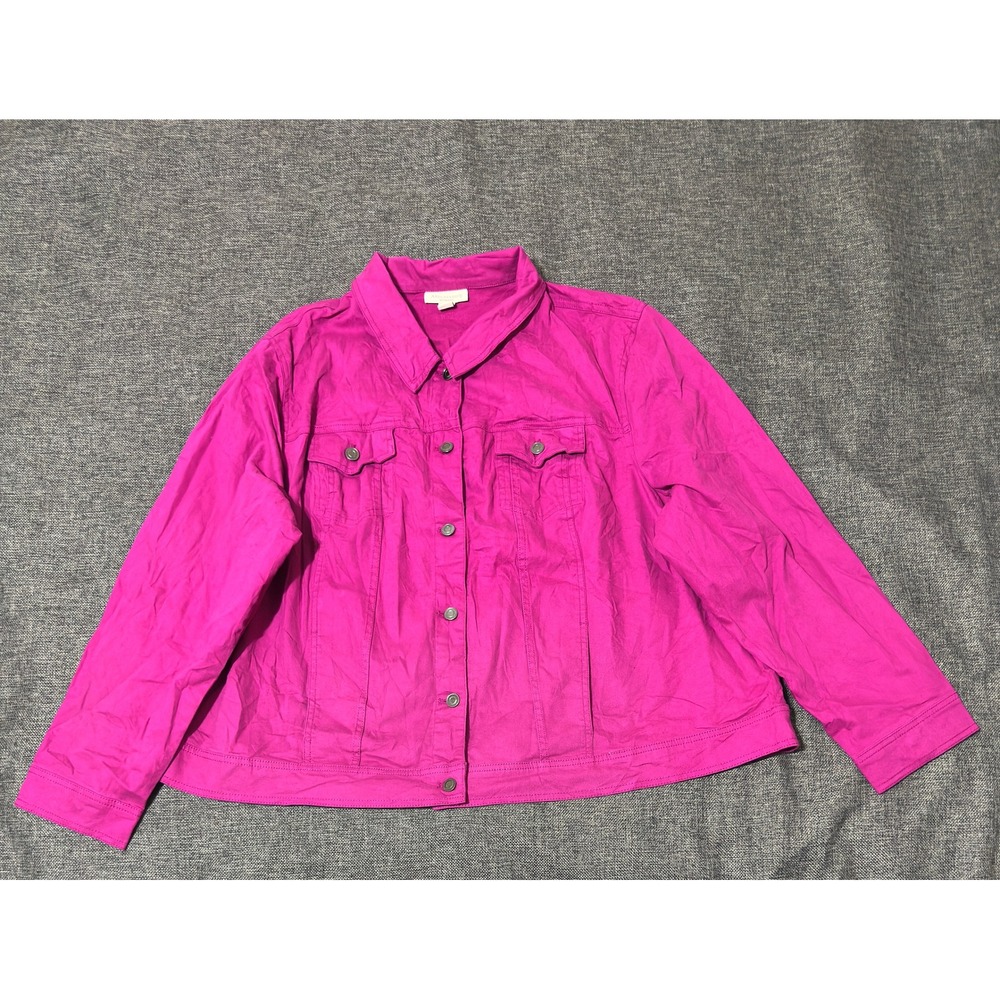 Appleseed's Womens 3X Jacket Pink Cotton Blend Button Up Trucker
